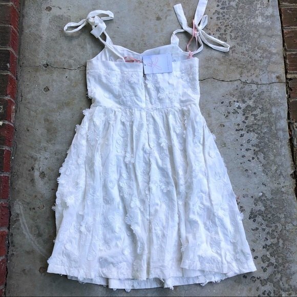 Gal Meets Glam Trudy Dress White Tonal Floral Applique Fit and Flare 8 NWT - Picture 6 of 10